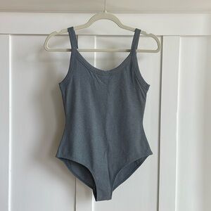 Grey Girlfriend Collective bodysuit with built-in bra